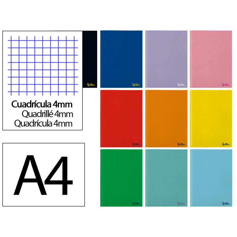 Libreta liderpapel smart a4 48 hojas 75gr cuadro 4mm con margen colores surtidos