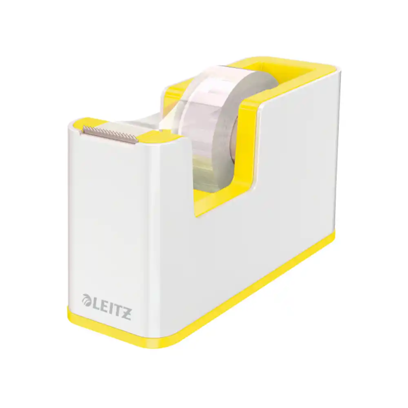 Portarrollo sobremesa leitz wow dual para cintas 33 mt color amarillo/blanco