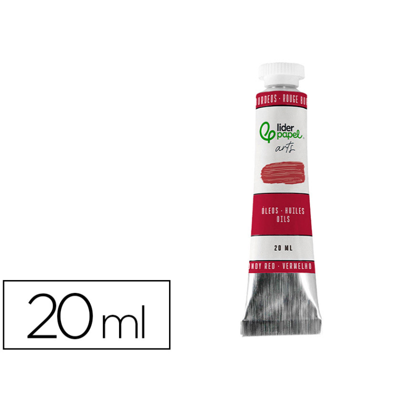 Pintura al oleo liderpapel tubo de aluminio de 20 ml color rojo burdeos