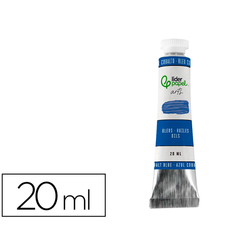 Pintura al oleo liderpapel tubo de aluminio de 20 ml color azul cobalto