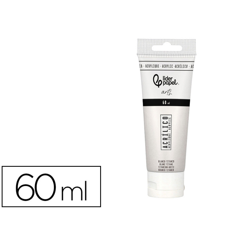 Pintura acrilica liderpapel tubo de plastico de 60 ml color blanco titanio