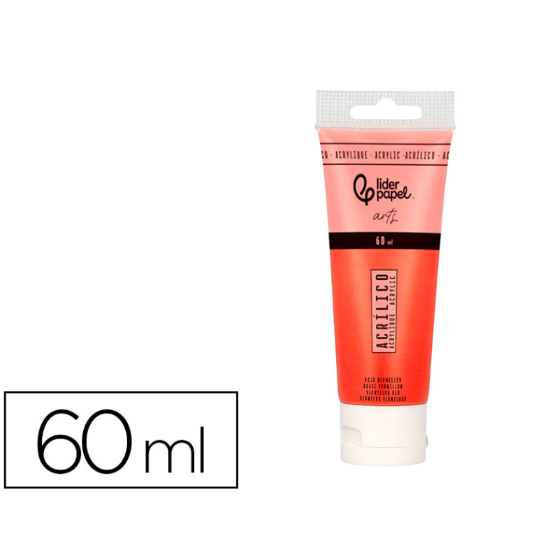 Pintura acrilica liderpapel tubo de plastico de 60 ml color rojo bermellon