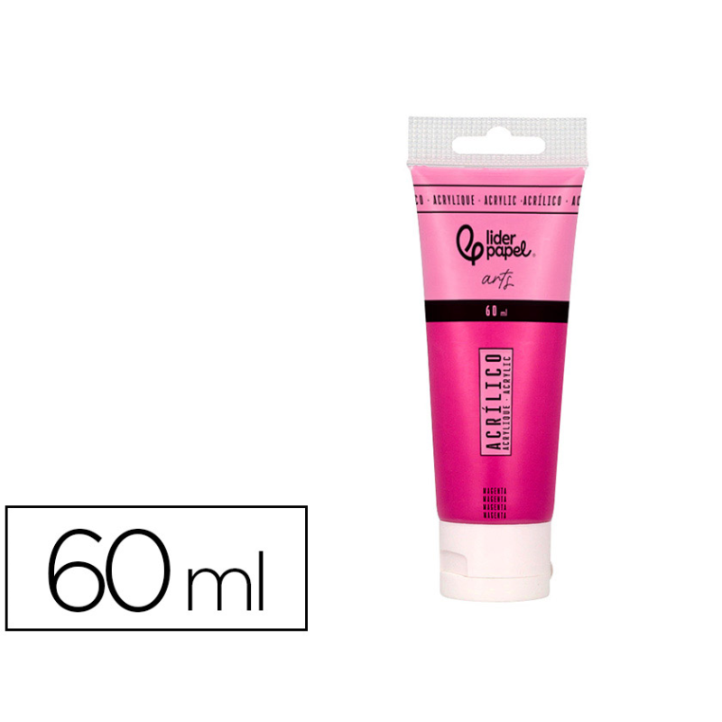Pintura acrilica liderpapel tubo de plastico de 60 ml color magenta