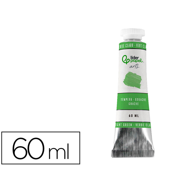 Pintura gouache/tempera liderpapel tubo de aluminio de 60 ml color verde claro