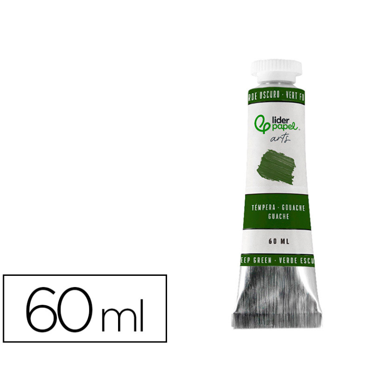 Pintura gouache/tempera liderpapel tubo de aluminio de 60 ml color verde oscuro