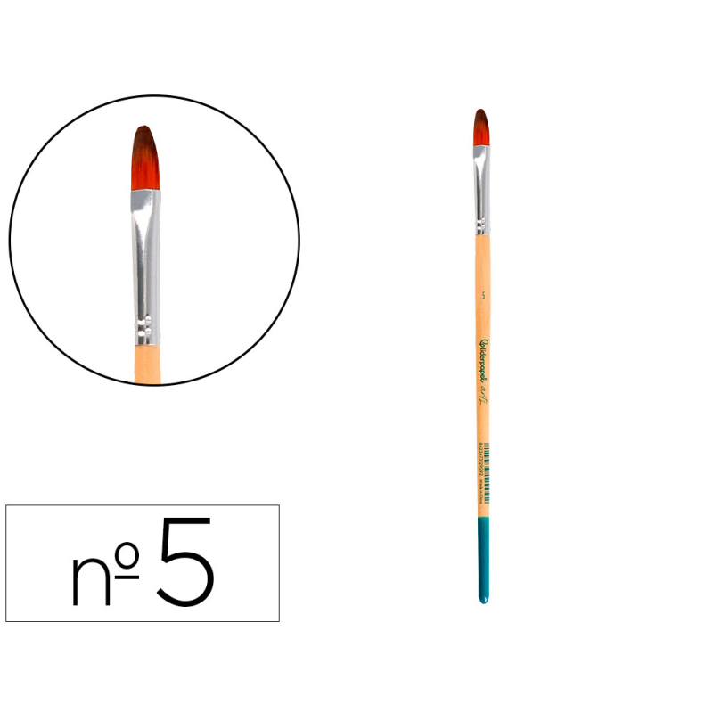 Pincel para pintura acrilica y acuarela liderpapel n 5 punta filbert / lengua gato de pelo sintetico certificado