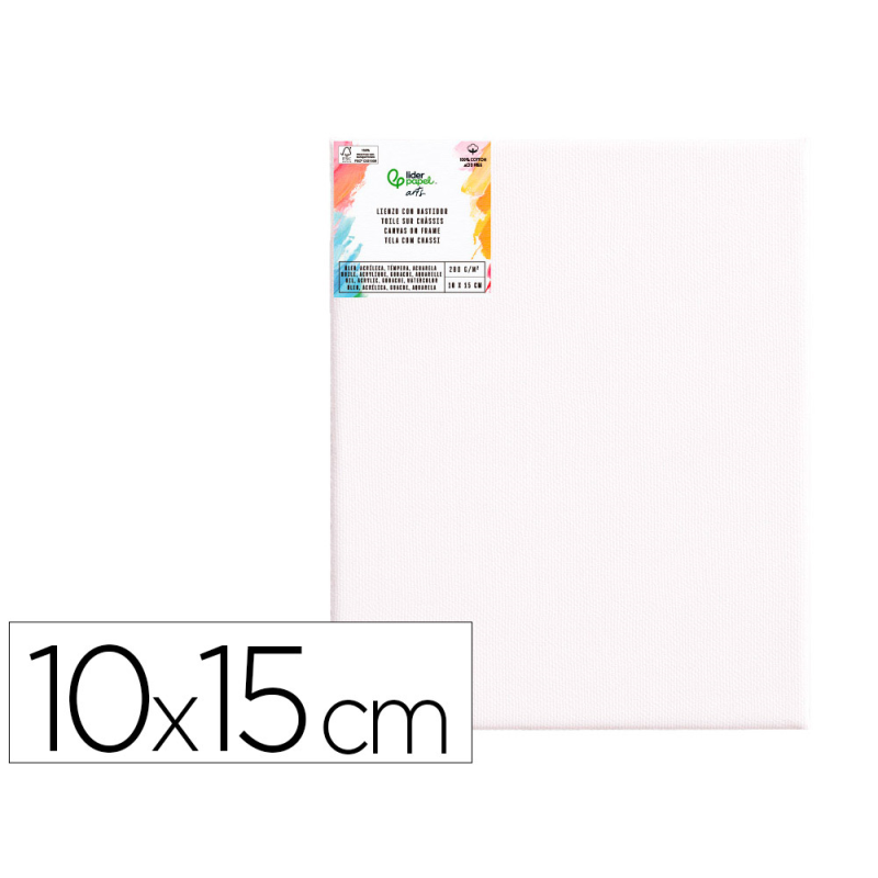 Bastidor liderpapel 0p lienzo grapado parte trasera algodon 100% bordes madera 10x15 cm gramaje 280g/m2 certificado