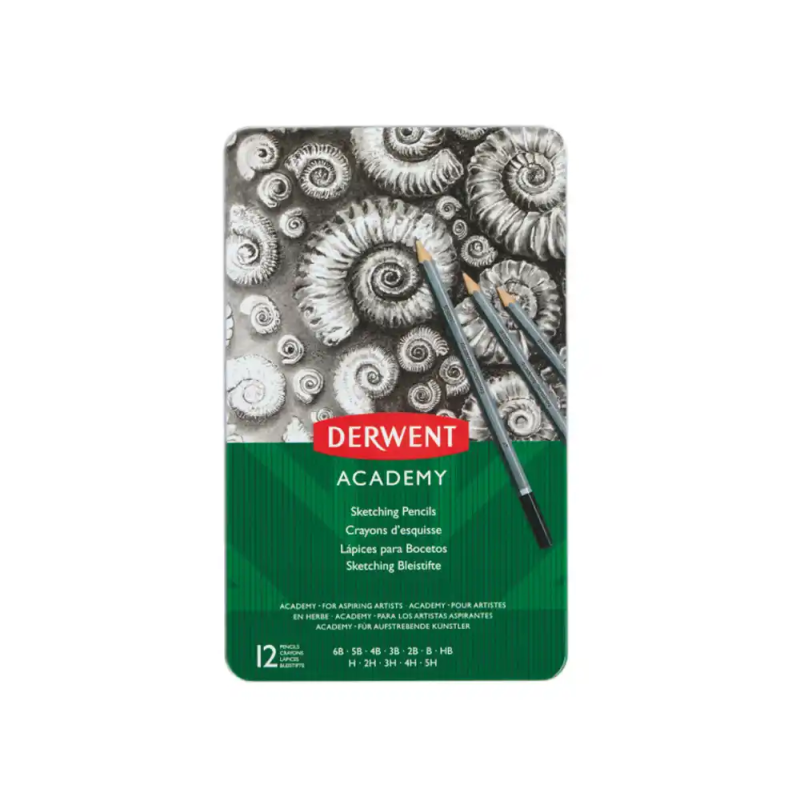 Lapices de grafito derwent caja metalica de 12 unidades durezas surtidas