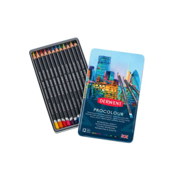 Lapices de colores derwent procolour caja metalica 12 unidades colores surtidos