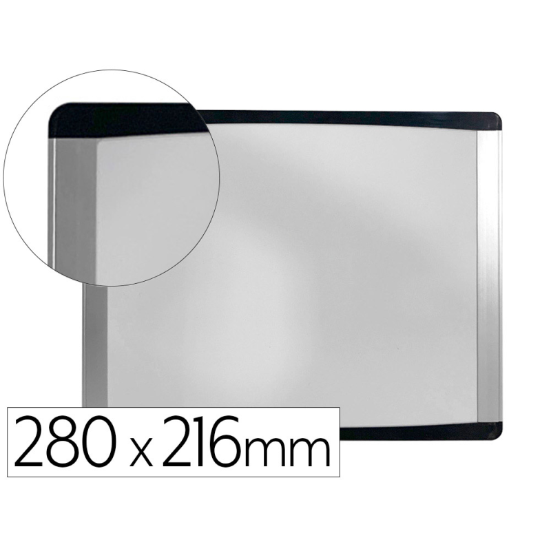 Pizarra blanca bi-office inka magnetica acero lacado marco de aluminio y laterales plastico negro 280x216 mm