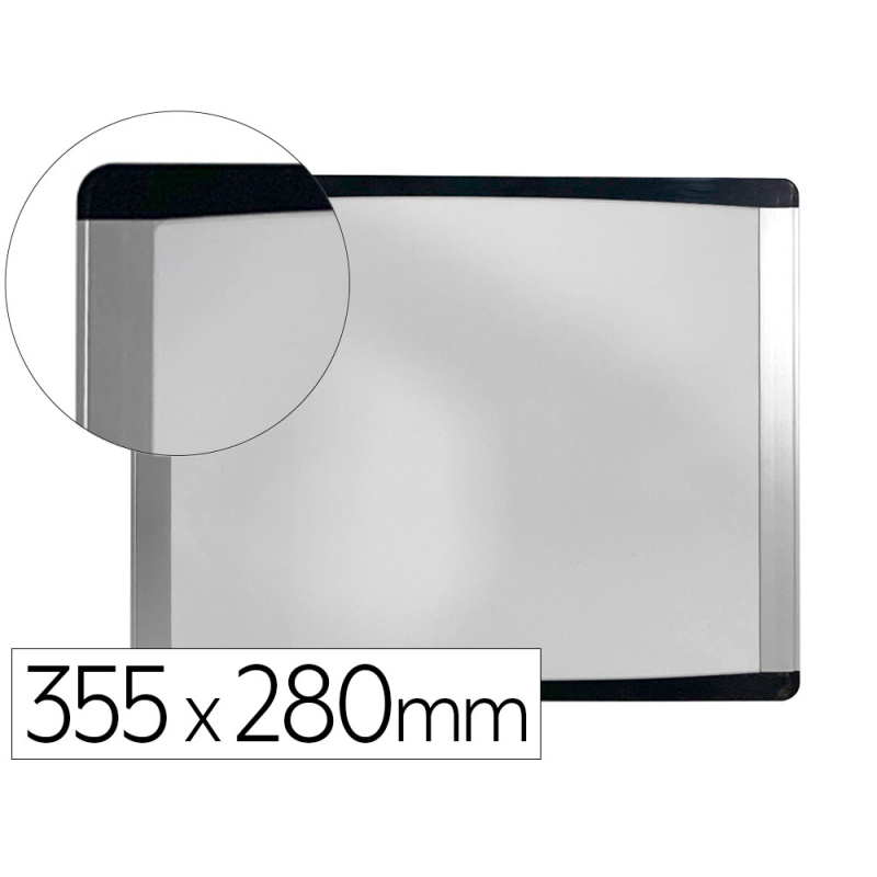 Pizarra blanca bi-office inka magnetica acero lacado marco de aluminio y laterales plastico negro 355x280 mm