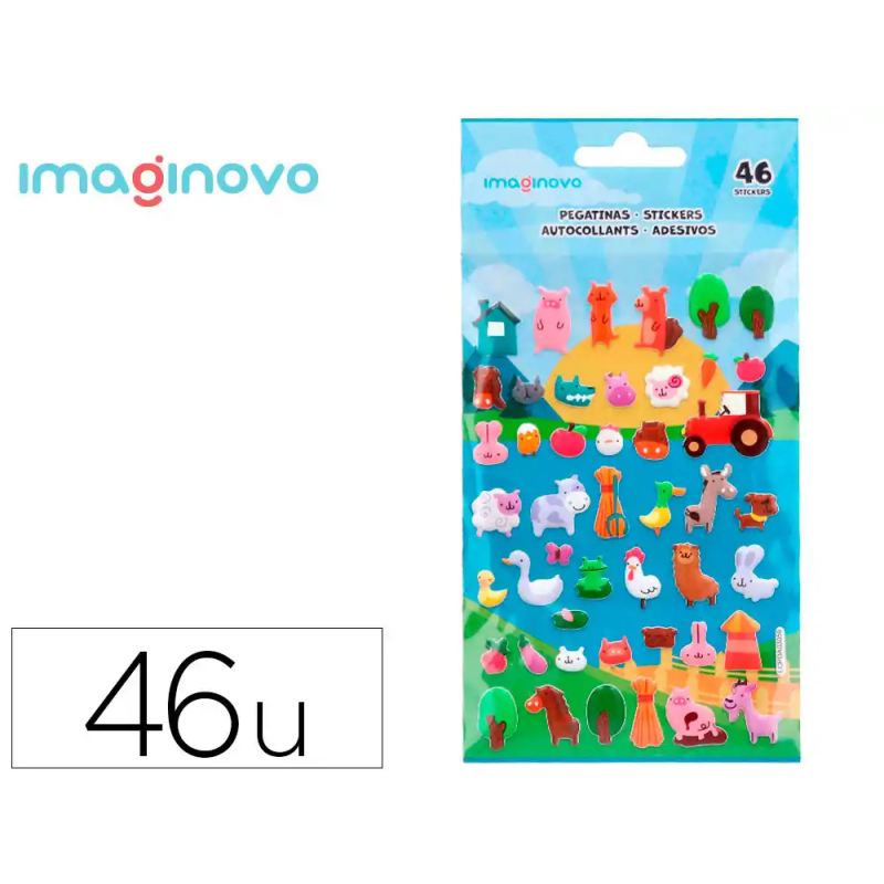Pegatinas imaginovo cute animales granja con relieve 190x105 mm en blister