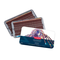 Lapices de colores derwent coloursoft caja metalica de 72 unidades colores surtidos