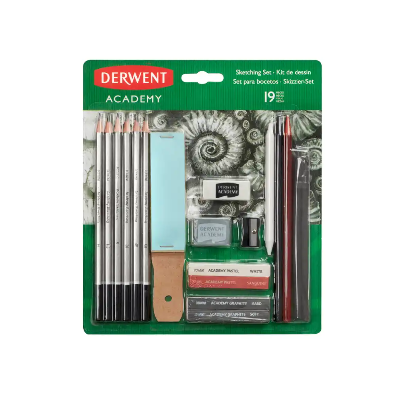 Kit para sketching derwent 19 piezas