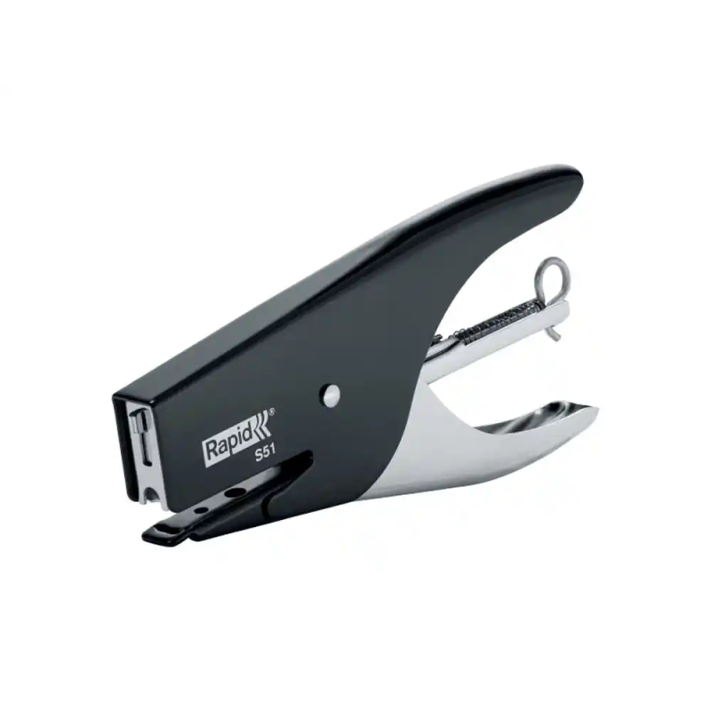 Grapadora rapid de tenaza s51 capacidad 15 hojas usa grapas n 21 color negro
