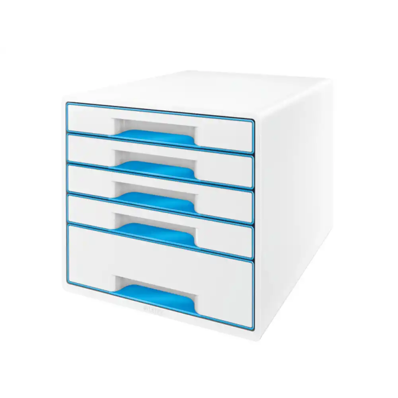 Fichero cajones sobremesa leitz wow desk cube 5 cajones color azul/blanco 287x270x363 mm