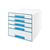 Fichero cajones sobremesa leitz wow desk cube 5 cajones color azul/blanco 287x270x363 mm