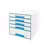 Fichero cajones sobremesa leitz wow desk cube 5 cajones color azul/blanco 287x270x363 mm