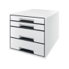 Fichero cajones sobremesa leitz wow desk cube 4 cajones color negro/blanco 287x270x363 mm
