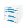 Fichero cajones sobremesa leitz wow desk cube 4 cajones color azul/blanco 287x270x363 mm