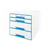 Fichero cajones sobremesa leitz wow desk cube 4 cajones color azul/blanco 287x270x363 mm