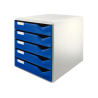 Fichero cajones sobremesa leitz para correspondencia 5 cajones color azul/gris 285x290x355 mm