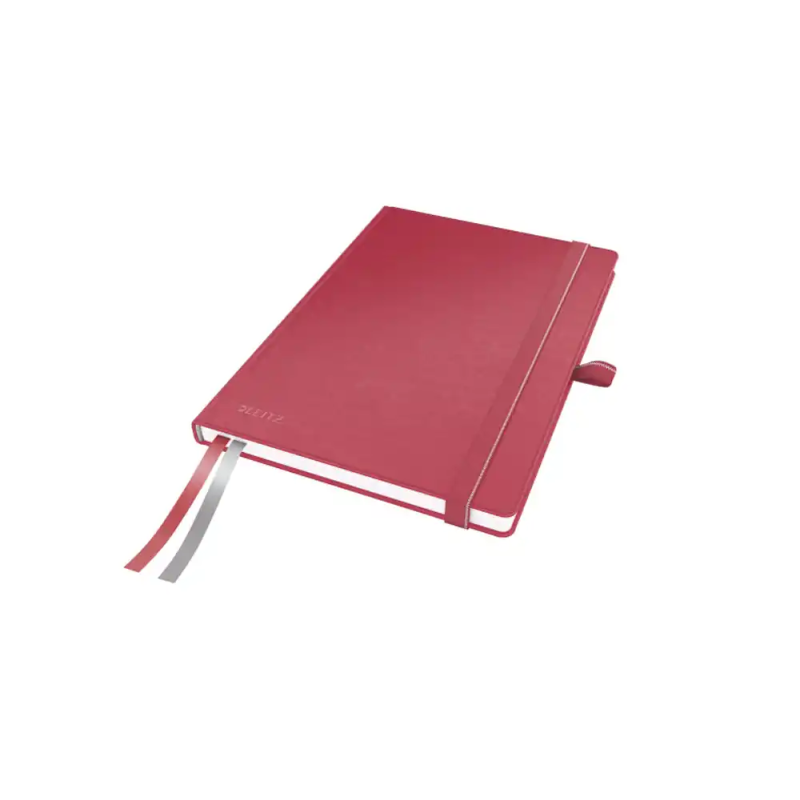 Cuaderno con gomilla leitz tapa dura a5 80 hojas cuadricula color rojo