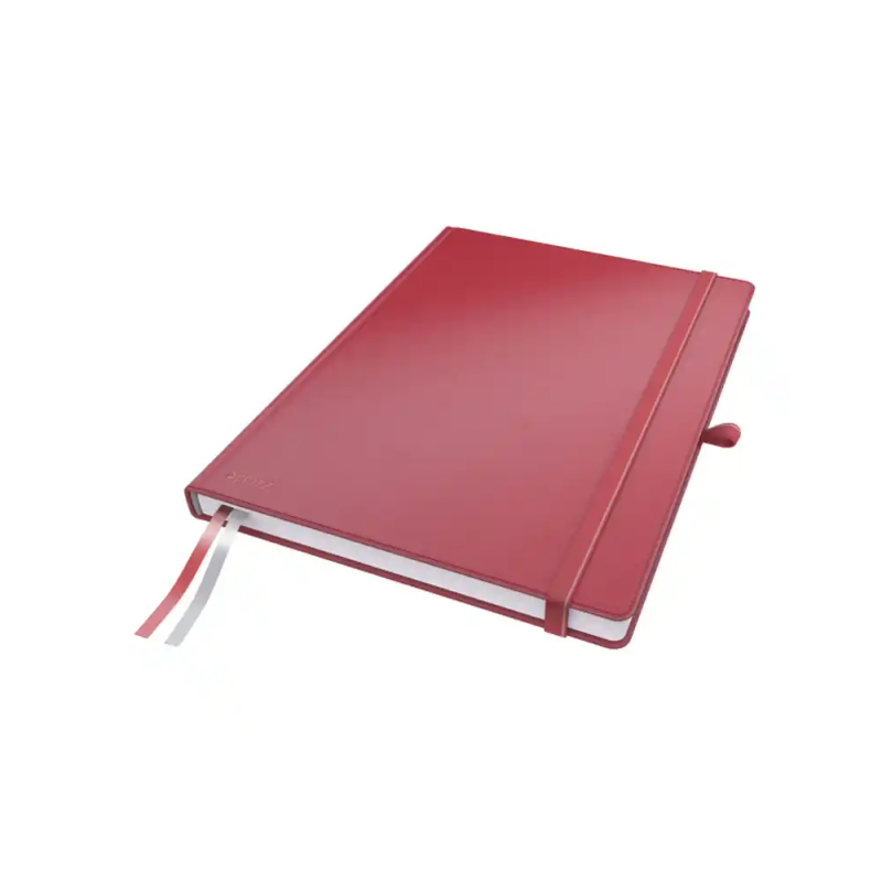 Cuaderno con gomilla leitz tapa dura a4 80 hojas horizontal color rojo