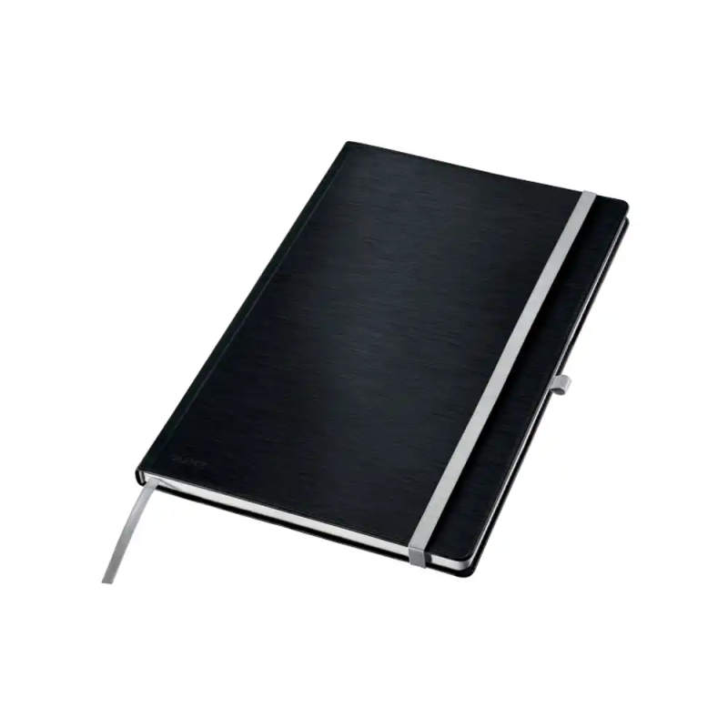 Cuaderno con gomilla leitz tapa dura a4 80 hojas cuadricula color negro satinado