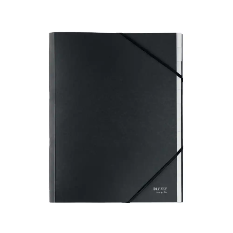 Carpeta leitz recycle clasificadora fuelle din a4 carton 6 compartimentos color negro