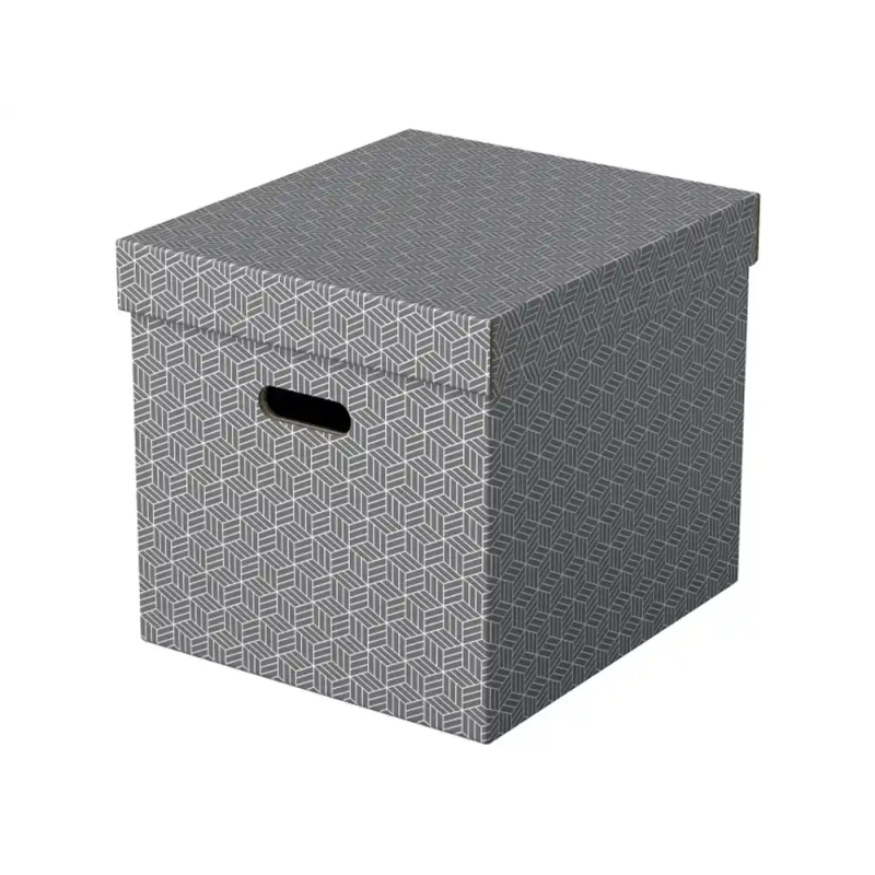 Caja de almacenamiento esselte carton con asas color gris 365x320x315 mm pack de 3 unidades