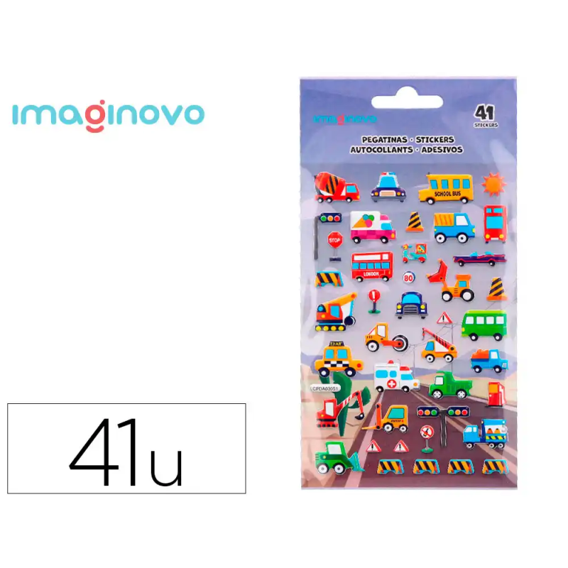 Pegatinas imaginovo kids coches con relieve 190x105 mm en blister