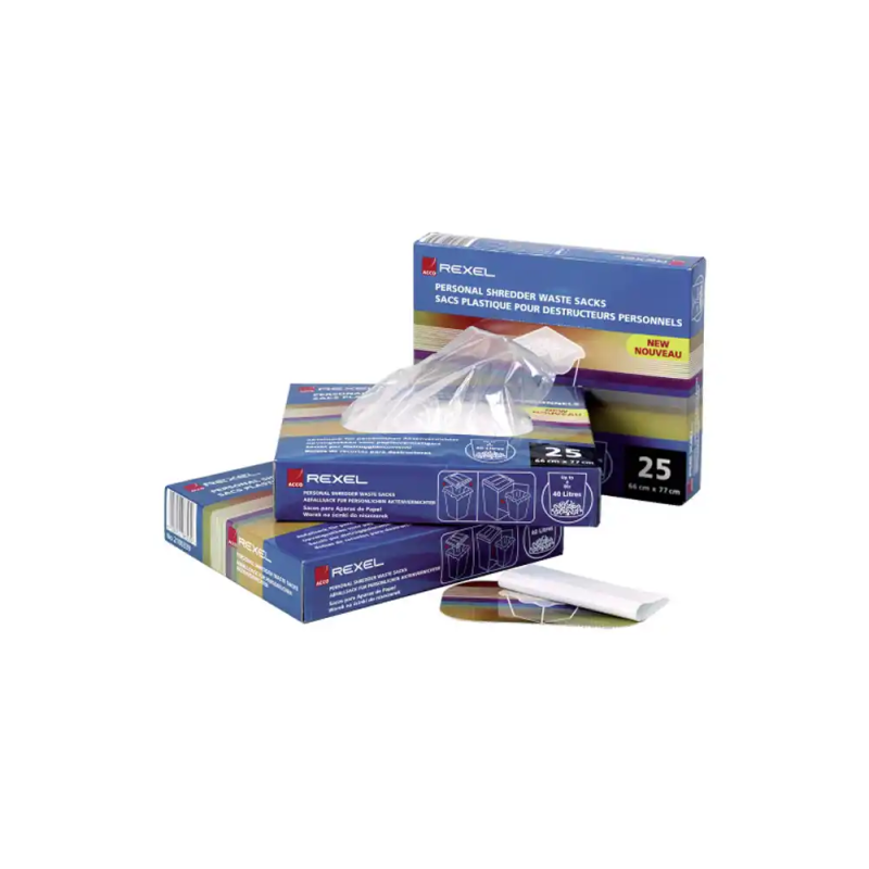 Bolsa de residuos rexel para destructora de documentos as100 40 litros caja de 100 unidades