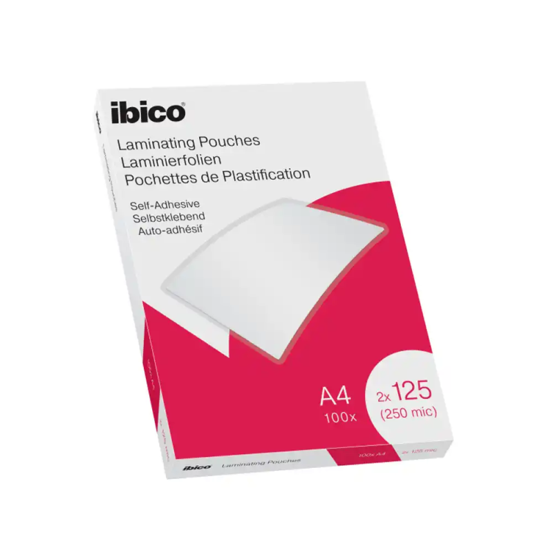 Bolsa de plastificar ibico din a4 2x125 mc autoadhesiva caja de 100 unidades