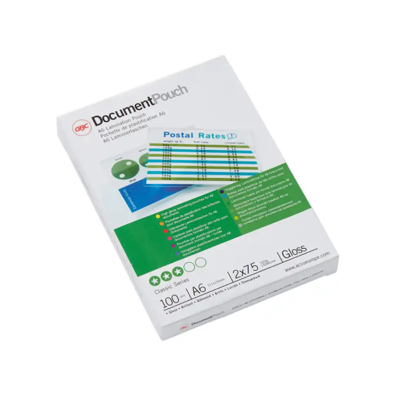 Bolsa de plastificar gbc din a6 2x75 mc caja de 100 unidades