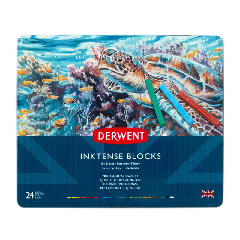 Barra acuarelable derwent inktense caja metalica de 24 unidades colores surtidos