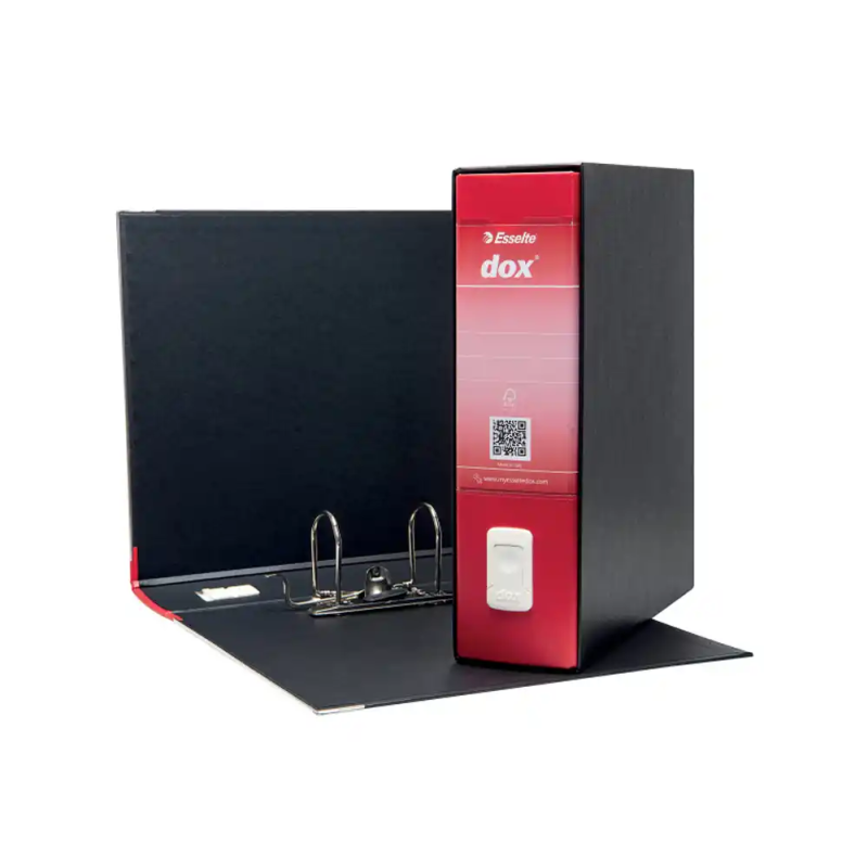 Archivador de palanca rexel dox din a4 carton forrado lomo 80 mm con caja color rojo