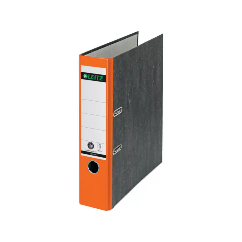 Archivador de palanca leitz 180 co2 neutral din a4 carton jaspeado lomo 80 mm color naranja