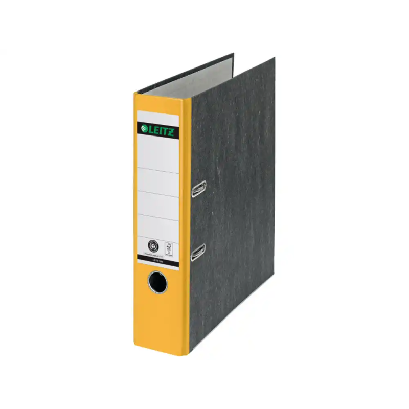 Archivador de palanca leitz 180 co2 neutral din a4 carton jaspeado lomo 80 mm color amarillo