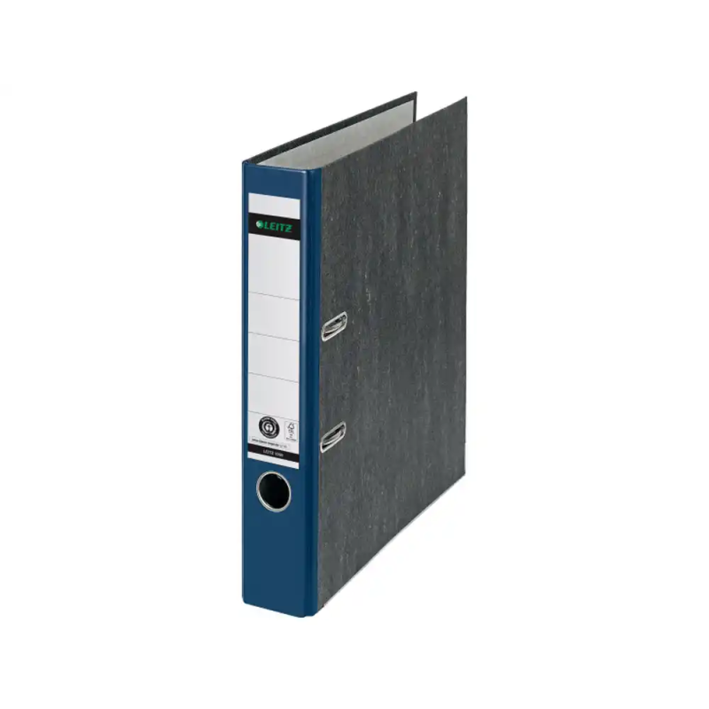 Archivador de palanca leitz 180 co2 neutral din a4 carton jaspeado lomo 52 mm color azul
