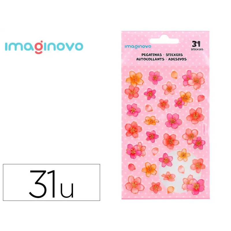 Pegatinas imaginovo flores rosas de papel 190x104 mm en blister