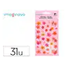 Pegatinas imaginovo flores rosas de papel 190x104 mm en blister