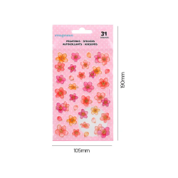 Pegatinas imaginovo flores rosas de papel 190x104 mm en blister