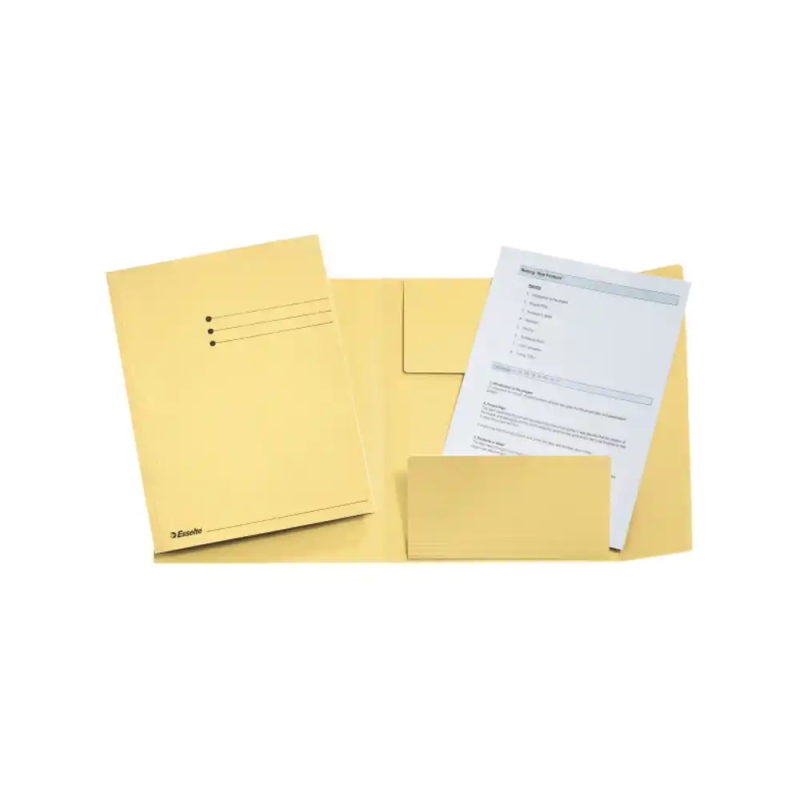 Subcarpeta cartulina esselte 3 solapas din a4 color amarillo 275 gr