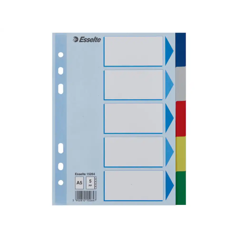 Separador esselte plastico juego de 5 separadores din a5 multitaladro