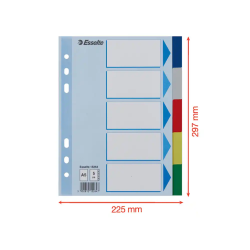 Separador esselte plastico juego de 5 separadores din a5 multitaladro