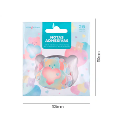 Pegatinas imaginovo notas adhesivas papel forma oso y corazon 110x105 mm en blister