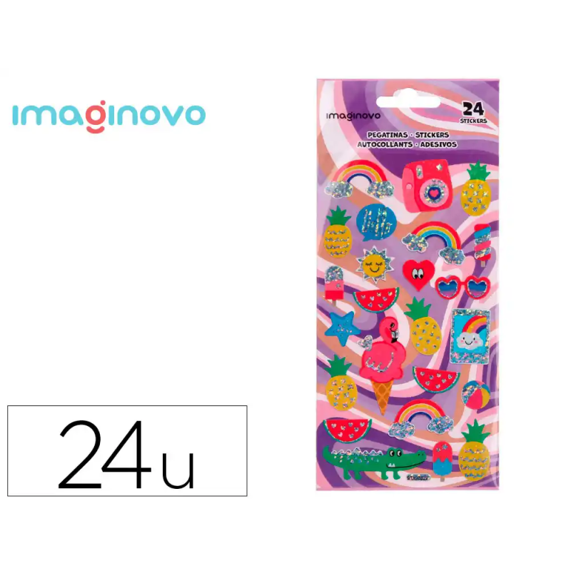 Pegatinas imaginovo diseños surtidos verano con brillo 214x100 mm en blister