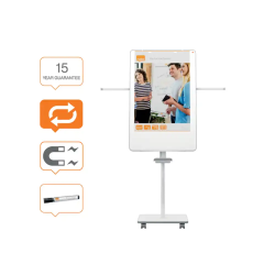 Pizarra de conferencia nobo move&meet blanca magnetica doble cara con ruedas 680x1040 mm