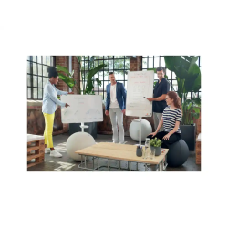 Pizarra de conferencia nobo move&meet blanca magnetica doble cara con ruedas 680x1040 mm